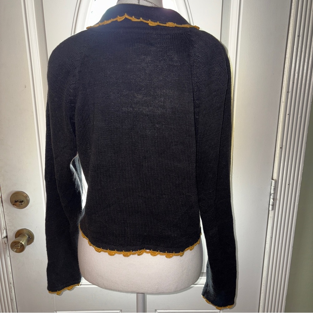 Vintage gold embroidered Chic Black and Gold Women's Cardigan - Picture 6 of 8